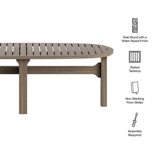 Modway Furniture Saratoga Teak Wood Outdoor Coffee Table - Stylish, Durable, Weather-Resistant Design for Patios EEI-7246-WGR