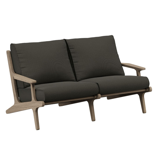 Modway Furniture Saratoga Solid Teak 5 Piece Outdoor Lounge Set with Angular Modern Frame Weathered Gray Flint EEI-7265-WGR-FLI