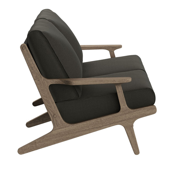 Modway Furniture Saratoga Solid Teak Outdoor Lounge Set with Weather Resistant Cushions for Patio Living Weathered Gray Flint EEI-7270-WGR-FLI