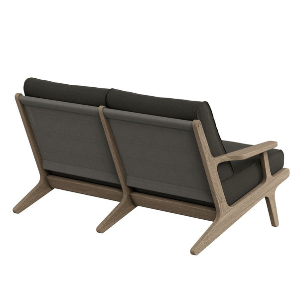 Modway Furniture Saratoga Modway Solid Teak Outdoor Loveseat with Slatted Frame for Patio Lounging Weathered Gray Flint EEI-7247-WGR-FLI