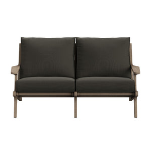 Modway Furniture Saratoga Modway Solid Teak Outdoor Loveseat with Slatted Frame for Patio Lounging Weathered Gray Flint EEI-7247-WGR-FLI