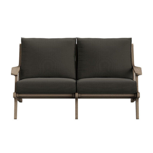 Modway Furniture Saratoga Modway Solid Teak Outdoor Loveseat with Slatted Frame for Patio Lounging Weathered Gray Flint EEI-7247-WGR-FLI