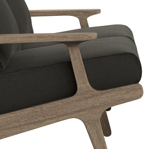 Modway Furniture Saratoga Modway Solid Teak Outdoor Loveseat with Slatted Frame for Patio Lounging Weathered Gray Flint EEI-7247-WGR-FLI