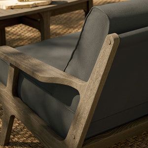 Modway Furniture Saratoga Modway Solid Teak Outdoor Loveseat with Slatted Frame for Patio Lounging Weathered Gray Flint EEI-7247-WGR-FLI