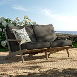 Modway Furniture Saratoga Modway Solid Teak Outdoor Loveseat with Slatted Frame for Patio Lounging Weathered Gray Flint EEI-7247-WGR-FLI