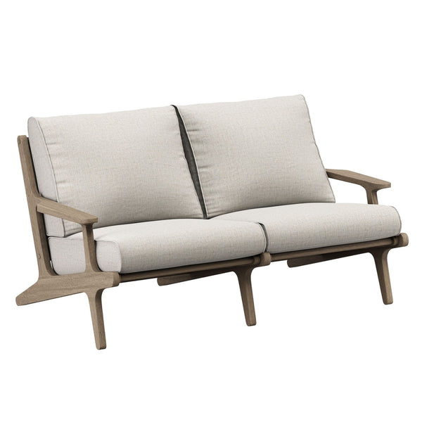 Modway Furniture Saratoga Modway Solid Teak Outdoor Loveseat with Slatted Frame for Patio Lounging Weathered Gray Pebble EEI-7247-WGR-PEB