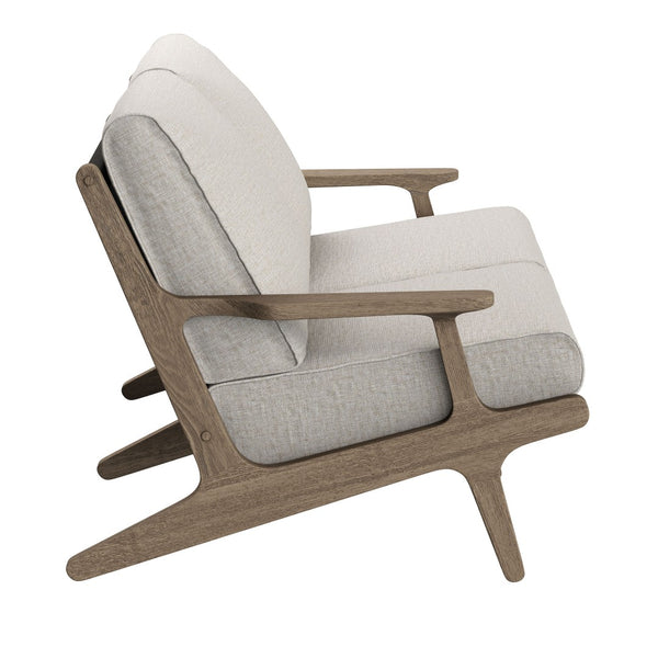 Modway Furniture Saratoga Modway Solid Teak Outdoor Loveseat with Slatted Frame for Patio Lounging Weathered Gray Pebble EEI-7247-WGR-PEB