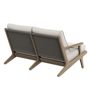 Modway Furniture Saratoga Modway Solid Teak Outdoor Loveseat with Slatted Frame for Patio Lounging Weathered Gray Pebble EEI-7247-WGR-PEB