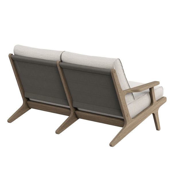 Modway Furniture Saratoga Modway Solid Teak Outdoor Loveseat with Slatted Frame for Patio Lounging Weathered Gray Pebble EEI-7247-WGR-PEB