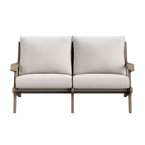 Modway Furniture Saratoga Modway Solid Teak Outdoor Loveseat with Slatted Frame for Patio Lounging Weathered Gray Pebble EEI-7247-WGR-PEB