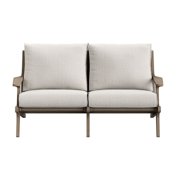 Modway Furniture Saratoga Modway Solid Teak Outdoor Loveseat with Slatted Frame for Patio Lounging Weathered Gray Pebble EEI-7247-WGR-PEB