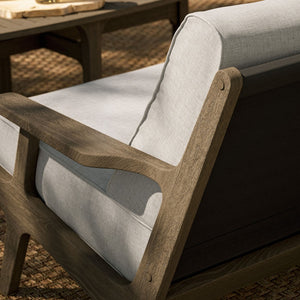 Modway Furniture Saratoga Modway Solid Teak Outdoor Loveseat with Slatted Frame for Patio Lounging Weathered Gray Pebble EEI-7247-WGR-PEB