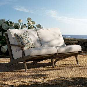 Modway Furniture Saratoga Modway Solid Teak Outdoor Loveseat with Slatted Frame for Patio Lounging Weathered Gray Pebble EEI-7247-WGR-PEB