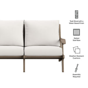 Modway Furniture Saratoga Outdoor Teak Wood Loveseat – Stylish, Weather-Resistant Seating for Patios & Gardens EEI-7247-WGR-WHI