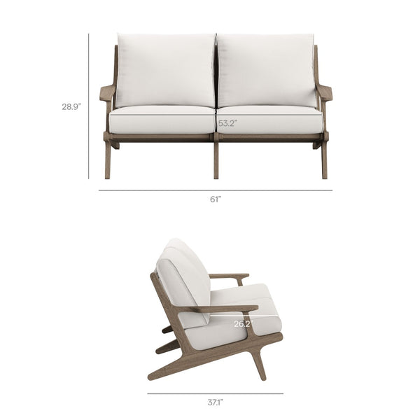 Modway Furniture Saratoga Outdoor Teak Wood Loveseat – Stylish, Weather-Resistant Seating for Patios & Gardens EEI-7247-WGR-WHI