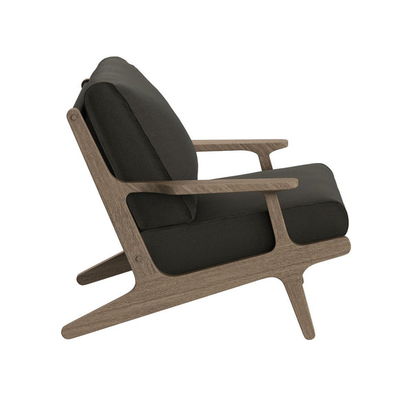 Modway Furniture Saratoga Solid Teak Outdoor Lounge Set Two Chairs and Side Table Patio Seating Weathered Gray Flint EEI-7267-WGR-FLI