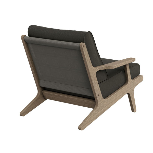 Modway Furniture Saratoga Solid Teak Outdoor Sofa Set with Angular Frames and Slatted Coffee Table Weathered Gray Flint EEI-7266-WGR-FLI