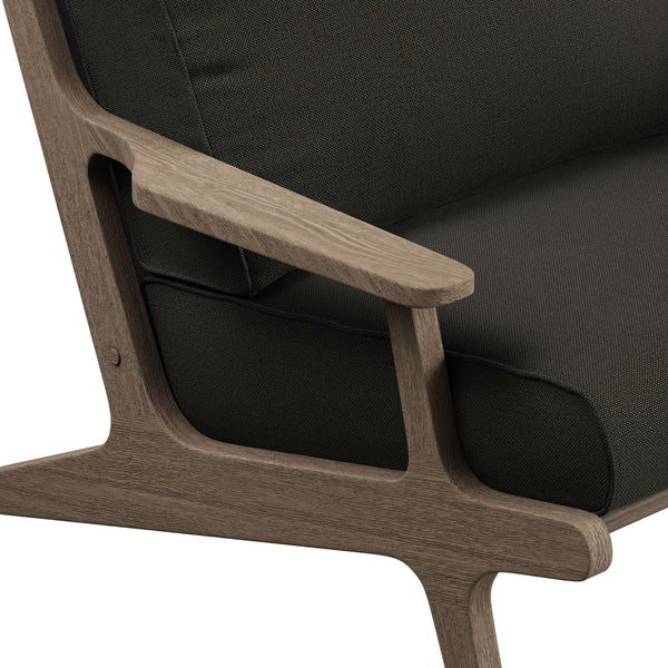 Modway Furniture Saratoga Solid Teak Outdoor Armchair with Cushions for Patio Deck or Poolside Weathered Gray Flint EEI-7248-WGR-FLI
