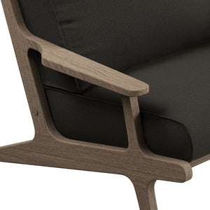 Modway Furniture Saratoga Solid Teak Outdoor Lounge Set Two Chairs and Side Table Patio Seating Weathered Gray Flint EEI-7267-WGR-FLI