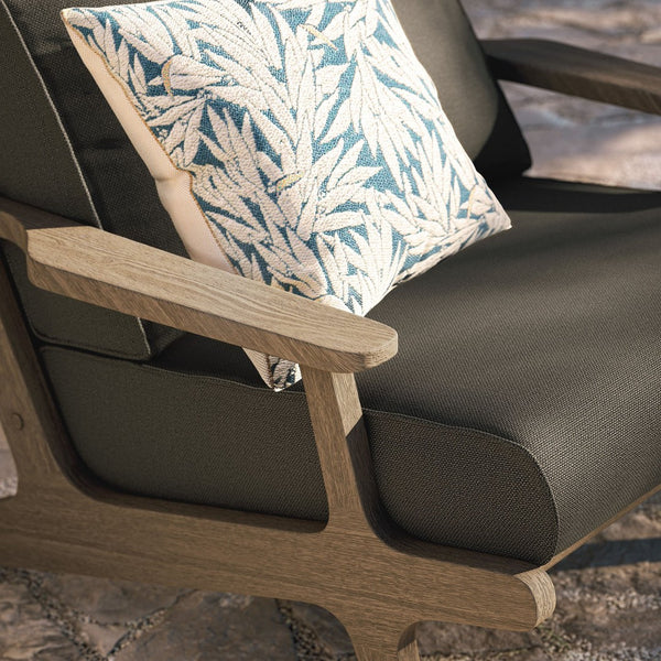Modway Furniture Saratoga Solid Teak Outdoor Armchair with Cushions for Patio Deck or Poolside Weathered Gray Flint EEI-7248-WGR-FLI