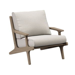Modway Furniture Saratoga Solid Teak Outdoor Lounge Chair with Ottoman Slatted Patio Seating Set Weathered Gray Pebble EEI-7268-WGR-PEB