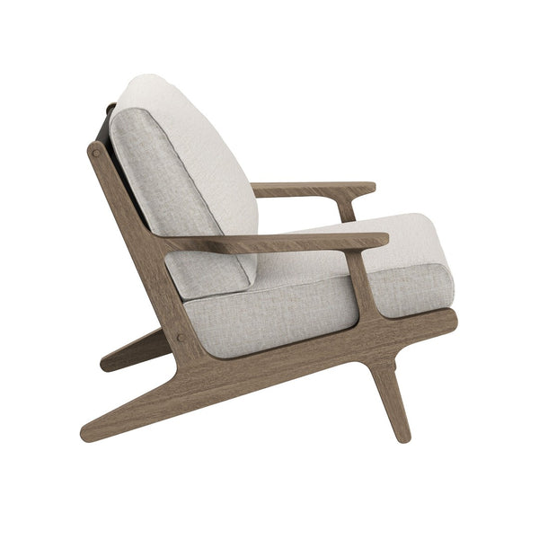 Modway Furniture Saratoga Solid Teak Outdoor Armchair with Cushions for Patio Deck or Poolside Weathered Gray Pebble EEI-7248-WGR-PEB
