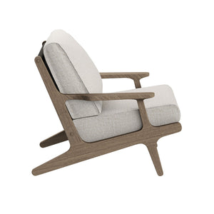 Modway Furniture Saratoga Solid Teak Outdoor Lounge Chair with Ottoman Slatted Patio Seating Set Weathered Gray Pebble EEI-7268-WGR-PEB