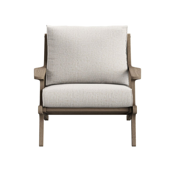Modway Furniture Saratoga Solid Teak Outdoor Armchair with Cushions for Patio Deck or Poolside Weathered Gray Pebble EEI-7248-WGR-PEB