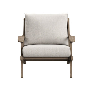 Modway Furniture Saratoga Solid Teak Outdoor Lounge Chair with Ottoman Slatted Patio Seating Set Weathered Gray Pebble EEI-7268-WGR-PEB