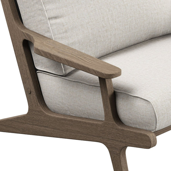 Modway Furniture Saratoga Solid Teak Outdoor Armchair with Cushions for Patio Deck or Poolside Weathered Gray Pebble EEI-7248-WGR-PEB