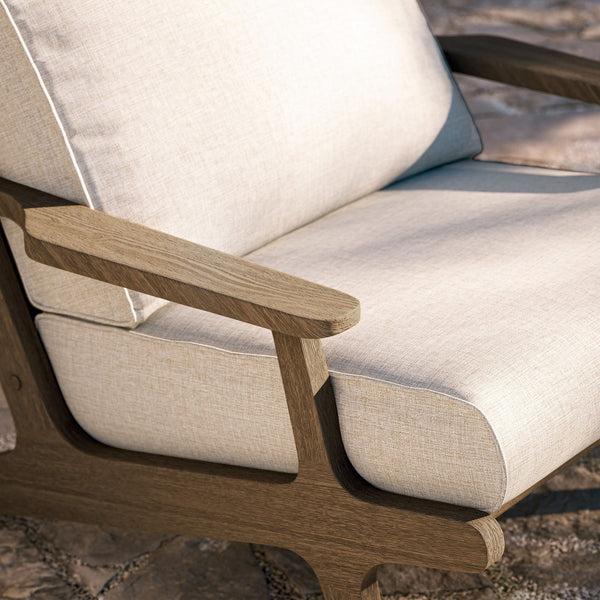 Modway Furniture Saratoga Solid Teak Outdoor Armchair with Cushions for Patio Deck or Poolside Weathered Gray Pebble EEI-7248-WGR-PEB