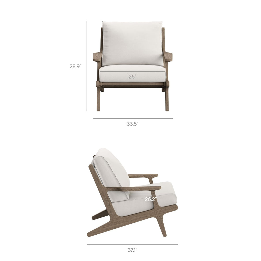 Modway Furniture Saratoga Outdoor Teak Wood Armchair - Stylish, Weather-Resistant Comfort for Patios & Decks! EEI-7248-WGR-WHI