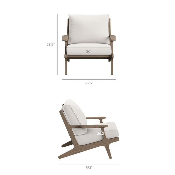 Modway Furniture Saratoga Outdoor Teak Wood Armchair - Stylish, Weather-Resistant Comfort for Patios & Decks! EEI-7248-WGR-WHI