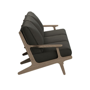 Modway Furniture Saratoga Solid Teak Outdoor Sofa Set with Angular Frames and Slatted Coffee Table Weathered Gray Flint EEI-7266-WGR-FLI