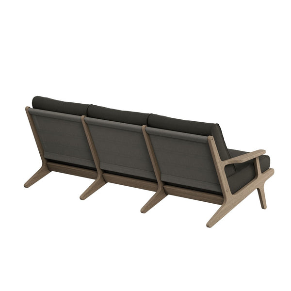 Modway Furniture Saratoga Solid Teak Outdoor Lounge Set with Weather Resistant Cushions for Patio Living Weathered Gray Flint EEI-7270-WGR-FLI