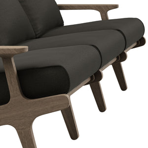 Modway Furniture Saratoga Solid Teak Outdoor Sofa Three Seat Patio Seating with Weather Resistant Cushions Weathered Gray Flint EEI-7249-WGR-FLI