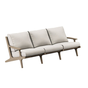 Modway Furniture Saratoga Solid Teak Outdoor Sofa Set with Angular Frames and Slatted Coffee Table Weathered Gray Pebble EEI-7266-WGR-PEB
