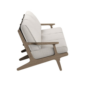 Modway Furniture Saratoga Solid Teak Outdoor Sofa Set with Angular Frames and Slatted Coffee Table Weathered Gray Pebble EEI-7266-WGR-PEB