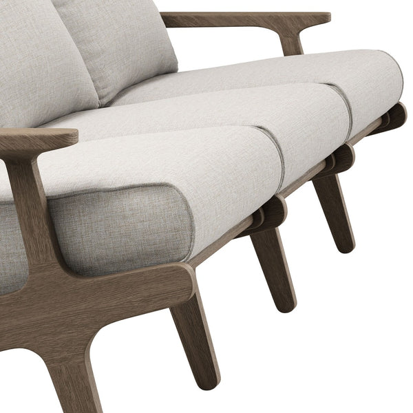 Modway Furniture Saratoga Solid Teak Outdoor Sofa Three Seat Patio Seating with Weather Resistant Cushions Weathered Gray Pebble EEI-7249-WGR-PEB