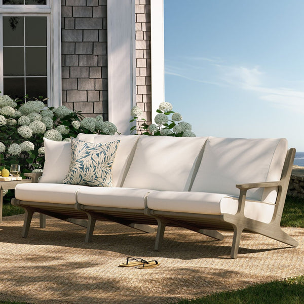 Modway Furniture Saratoga Outdoor Teak Sofa – Stylish, Weather-Resistant Seating for Patios, Porches, and Balconies EEI-7249-WGR-WHI