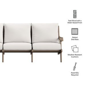 Modway Furniture Saratoga Outdoor Teak Sofa – Stylish, Weather-Resistant Seating for Patios, Porches, and Balconies EEI-7249-WGR-WHI