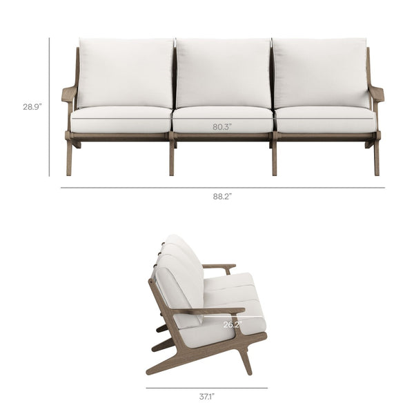 Modway Furniture Saratoga Outdoor Teak Sofa – Stylish, Weather-Resistant Seating for Patios, Porches, and Balconies EEI-7249-WGR-WHI