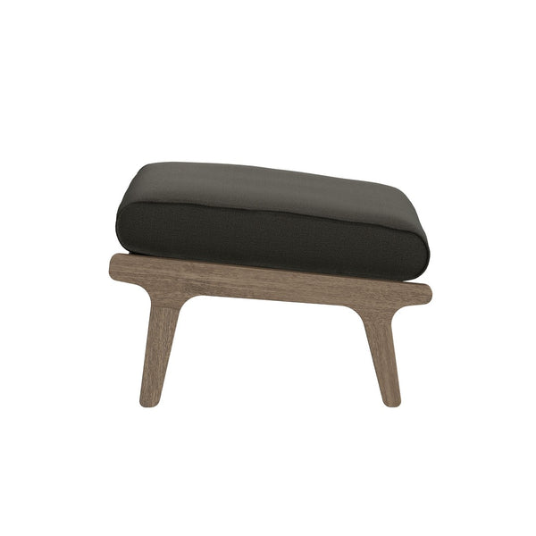 Modway Furniture Saratoga Solid Teak Outdoor Lounge Chair with Ottoman Slatted Patio Seating Set Weathered Gray Flint EEI-7268-WGR-FLI