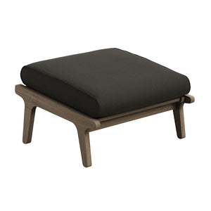 Modway Furniture Saratoga Solid Teak Outdoor Ottoman with Cushion Slatted Frame Patio Footrest Weathered Gray Flint EEI-7250-WGR-FLI