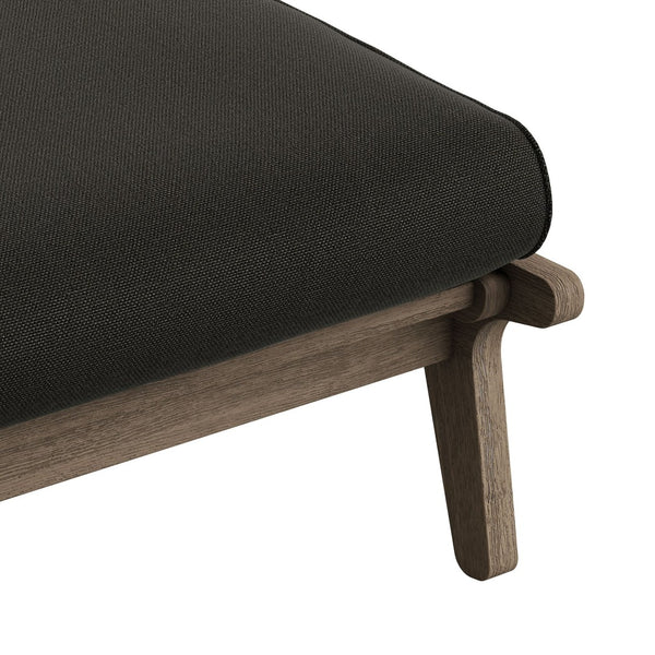 Modway Furniture Saratoga Solid Teak Outdoor Ottoman with Cushion Slatted Frame Patio Footrest Weathered Gray Flint EEI-7250-WGR-FLI