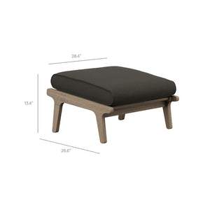 Modway Furniture Saratoga Solid Teak Outdoor Ottoman with Cushion Slatted Frame Patio Footrest Weathered Gray Flint EEI-7250-WGR-FLI