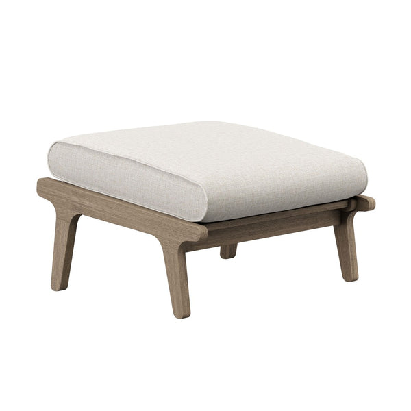 Modway Furniture Saratoga Solid Teak Outdoor Lounge Chair with Ottoman Slatted Patio Seating Set Weathered Gray Pebble EEI-7268-WGR-PEB