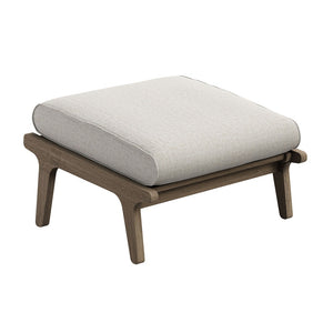 Modway Furniture Saratoga Solid Teak Outdoor Ottoman with Cushion Slatted Frame Patio Footrest Weathered Gray Pebble EEI-7250-WGR-PEB