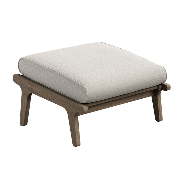 Modway Furniture Saratoga Solid Teak Outdoor Ottoman with Cushion Slatted Frame Patio Footrest Weathered Gray Pebble EEI-7250-WGR-PEB