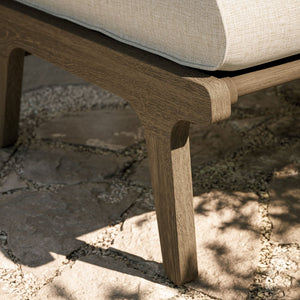 Modway Furniture Saratoga Solid Teak Outdoor Ottoman with Cushion Slatted Frame Patio Footrest Weathered Gray Pebble EEI-7250-WGR-PEB